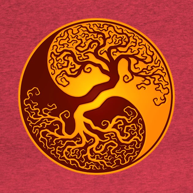 Yellow and Red Tree of Life Yin Yang by jeffbartels